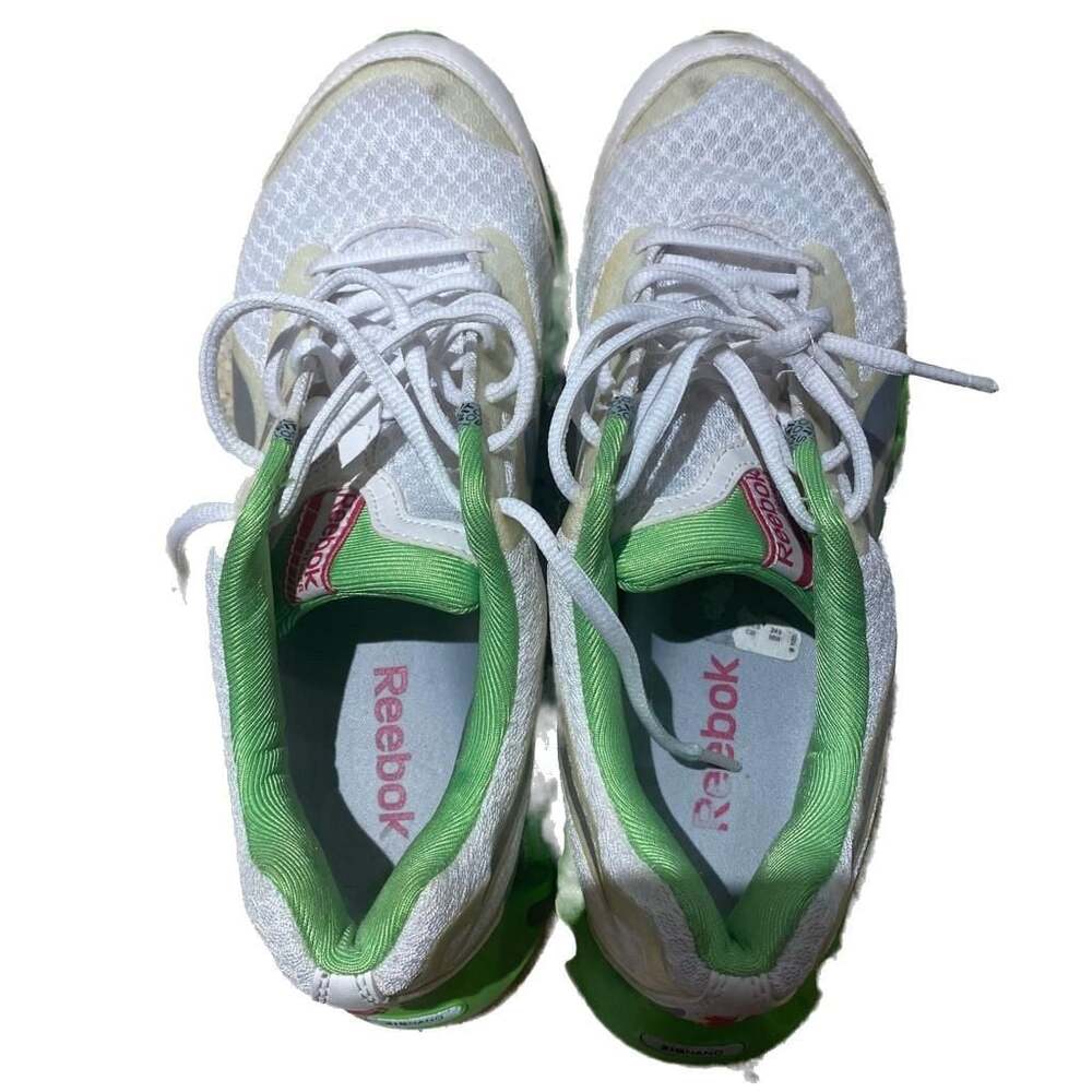 Reebok Womens Yourflex White Pink Green Running Sneakers Shoes Lace Up Size 7.5